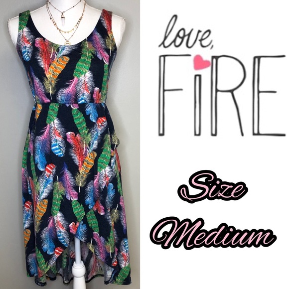 love, Fire Dresses & Skirts - High low rainbow feather sleeveless dress